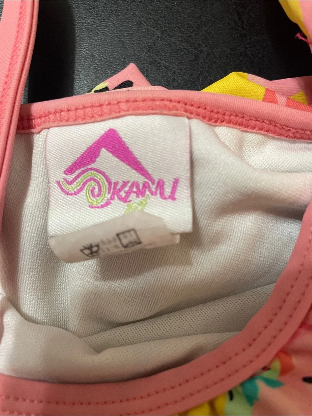 Kids Floral One-Shoulder Swimsuit - Pink & Yellow Sz.4T used good condition
